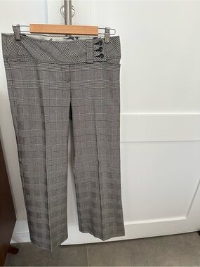 Nanette Lepore Plaid Wide-Leg Dress Pants in Black and White.